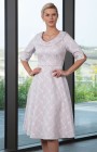 2987 - Size 12 & 14 - Lizabella 2987,  Pale Pink  Occasion  dress with Bateau neckline & elbow length sleeves. Mother of the Bride & Mother of the Groom outfits at  Occasions by Blessings Ladies Occasion Wear Shop  - 1 Loyal Parade, Mill Rise, Westdene, Brighton. East Sussex. BN1 5GG.