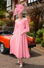 Veni Infantino - 29677 Size 10 - Veni Infantino 29677 - Coral Chiffon dress with Off the shoulder neckline & sleeves Mother of the Bride & groom dresses Now on Sale at Occasions at Blessings Loyal Parade, Mill Rise, Westdene, Brighton. BN1 5GG T: 01273 505766 E: info@blessingsbridal.co.uk