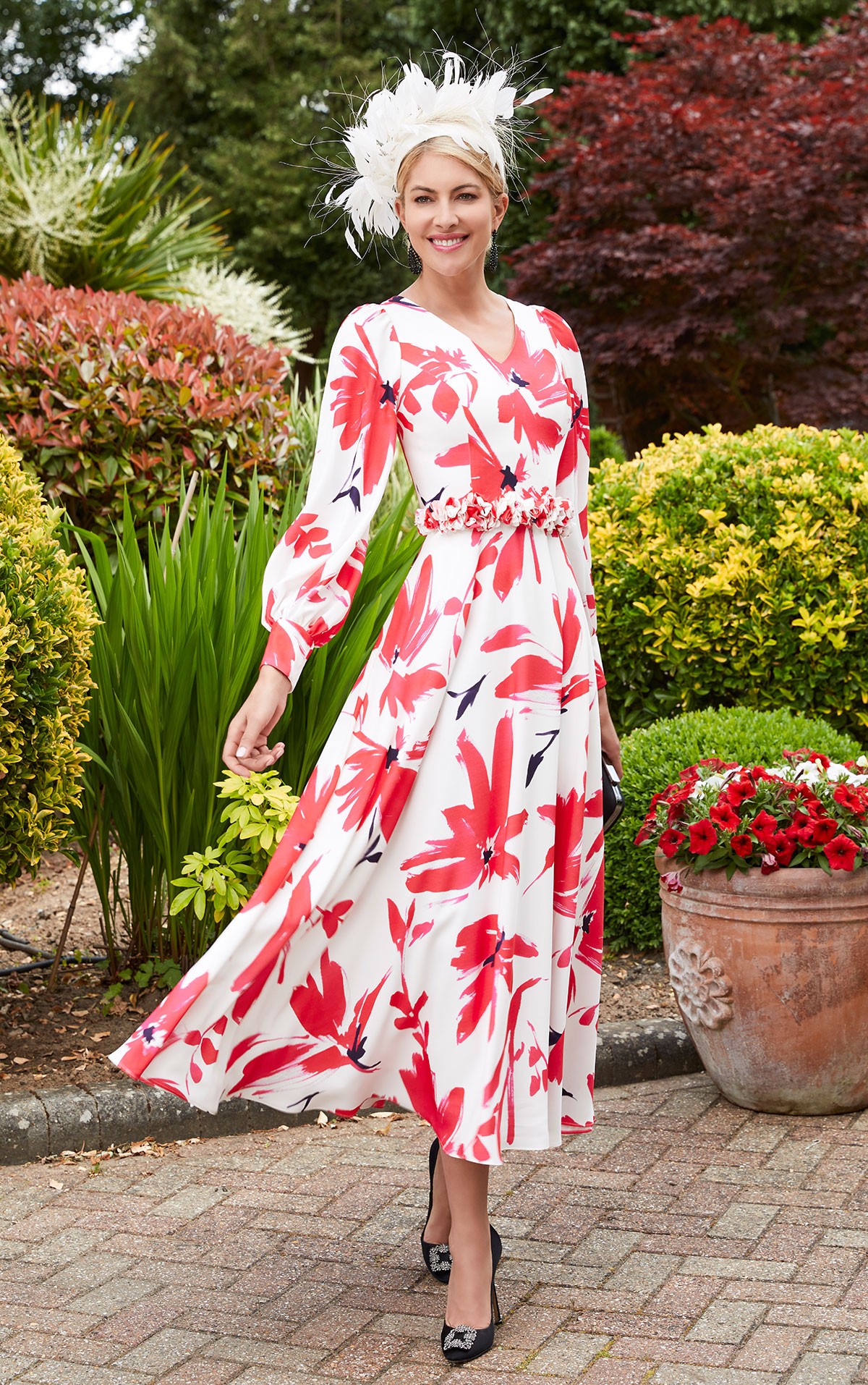 Veni Infantino - 29679 Size 8, 12, 16 - Veni Infantino Invitations Collection 29679 - Long Floral print dress with sleeves - Spring Summer Mother of the Bride dresses Now on Sale at Occasions at Blessings Loyal Parade, Mill Rise, Westdene, Brighton. BN1 5GG T: 01273 505766 E: info@blessingsbridal.co.uk