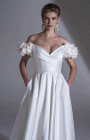 Freda Bennet - Romily - Freda Bennet Romily - Simple & Classic wedding dress with 3d flower drop sleeves. Designer wedding dresses at Blessings of Brighton, Loyal Parade, Mill Rise, Westdene, Brighton. BN1 5GG T:01273 505766 E:info@blessingsbridal.co.uk