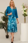 Glitz - 1160 - Glitz 1160  Beautiful Teal Print floaty Chiffon dress with jacket- Perfect occasion, Informal wedding & Lady Guest Dresses at Occasions at Blessings, 1 Loyal Parade, Mill Rise, Westdene, Brighton. E.Sussex BN1 5GG  - Free Easy Parkings T: 01273 505766 E: info@blessingsbridal.co.uk