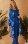 Glitz - 9985 - Glitz 9985 Beautiful Royal Blue Jersey trouser suit with 3/4 length Chiffon print coat - Perfect occasion Informal wedding & Lady Guest Dresses at Occasions at Blessings, 1 Loyal Parade, Mill Rise, Westdene, Brighton. E.Sussex BN1 5GG  - Free Easy Parkings T: 01273 505766 E: info@blessingsbridal.co.uk