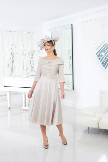 Ispirato - ISK823 - Ispirato ISK823 Parchment / Soft Champagne  Aline dress with Bateau Neckline -Brighton's leading stockist for Mother of the Bride, Mother of the Groom & lady guest outfits - at Blessings Bridal & Occasion Wear  Loyal Parade, Mill RIse, Westdene,  Brighton. East Sussex BN1 5GG  Just off A23?A27 Free Easy Parking. T: 01273 505766 Email:info@blessingsbridal.co.uk