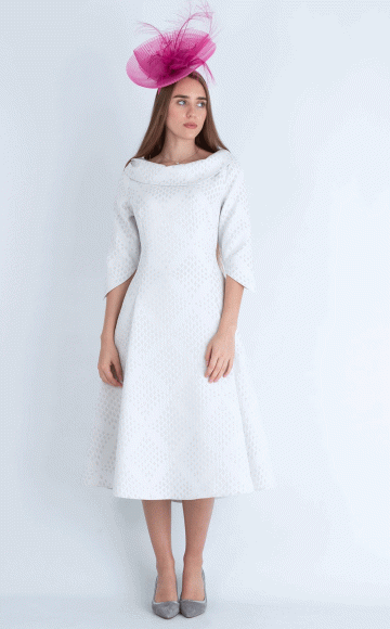Lizabella 2969, Silver  A-line dress with sleeves and pockets -  Blessings Occasion Dress shop - Loyal Parade, Mill Rise, Westdene, Brighton. East Sussex. BN1 5GG T: 01273 505766 E:info@blessingsbridal.co.uk