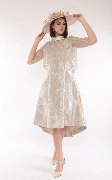 Lizabella for Mother of the Bride & Mother of the Groom Style 7271 Gold Aline dress with lace jacket at Blessings Bridal -& Occasion Wear -  Loyal Parade, Mill Rise, Westdene, Brighton. East Sussex BN1 5GG T: 01273 505766 E:info@blessingsbridal.co.uk