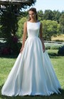 3987 - Charlotte size 12 - Sincerity Bridal 3987, Matte Satin gown with Sabrina neckline and Box pleat skirt at Blessings Wedding Dress boutique, Brighton East Sussex BN1 5GG. Telephone: 01273 505766