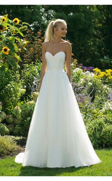 Sweetheart 11005, Modern Mikado wedding dress with A-line Organza skirt featuring on trend pockets.   Affordable Wedding Dresses at Blessings Bridal Shop, Westdene, Brighton, East Sussex, BN1 5GG. Telephone: 01273 505766