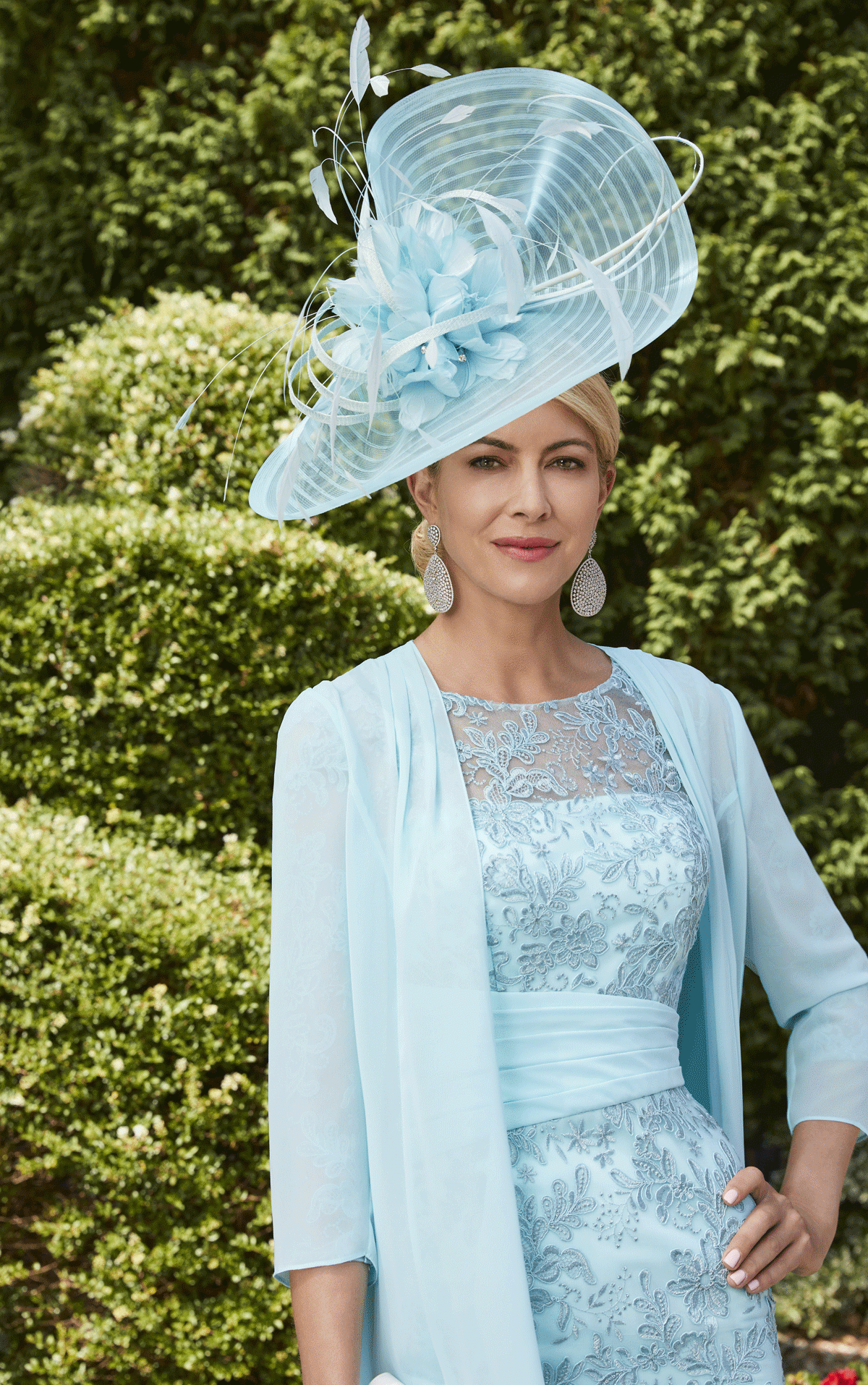 Veni Infantino - 991878 size 12 - Veni Infantino 991878 Turquoise / Aqua  fitted lace dress with 3/4 length sleeves & Chiffon coat - Stunning Mother of the Bride & Mother of the Groom dresses at Occasions by Blessings, Loyal Parade, Mill Rise, Westdene, Brighton. East Sussex BN1 5GG T: 01273 505766 E: Occasions@blessingsbridal.co.uk