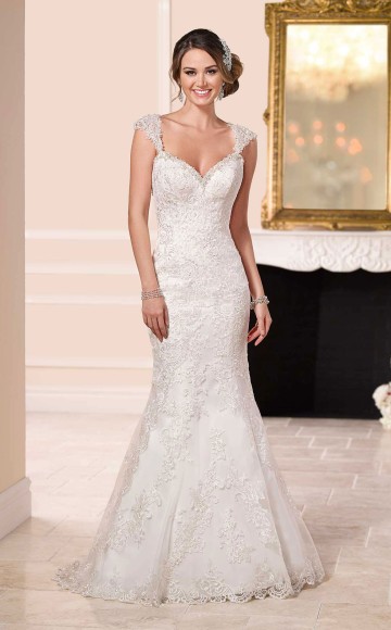Stella York 6105 1920's look fit and flare beaded lace wedding dress with crystal & diamanté beaded sweetheart neckline & beaded cap sleeve shoulder strap & low back. Sample Dress Now Reduced at Blessings of Brighton Wedding Dress Sample Sale, BN1 5GG. Telephone: 01273 505766. Stella York 6025 Blush Pink slim A-line wedding dress with Tulle skirt and fitted Lace strapless bodice at Blessings of Brighton, BN1 5GG. Telephone: 01273 505766. Blessings Bridal Shop is Situated off the A23/A27 in outer Brighton,  Free Easy Parking.