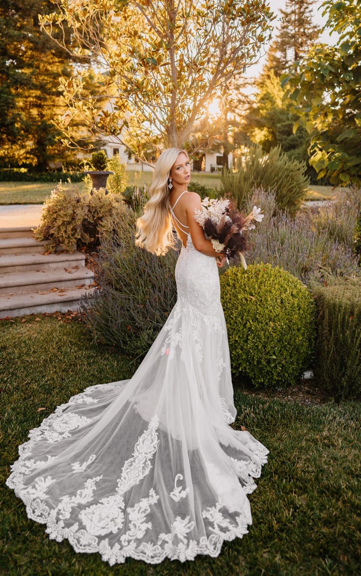 7394 - Monaco - Stella York 7394 Stunning scrappy back wedding dress with fitted lace skirt & train at Blessings Bridal Shop 3 Loyal Parade, Mill Rise, Westdene, Brighton. East Sussex BN1 5GG T: 01273 505766 E: info@blessingsbridal.co.uk